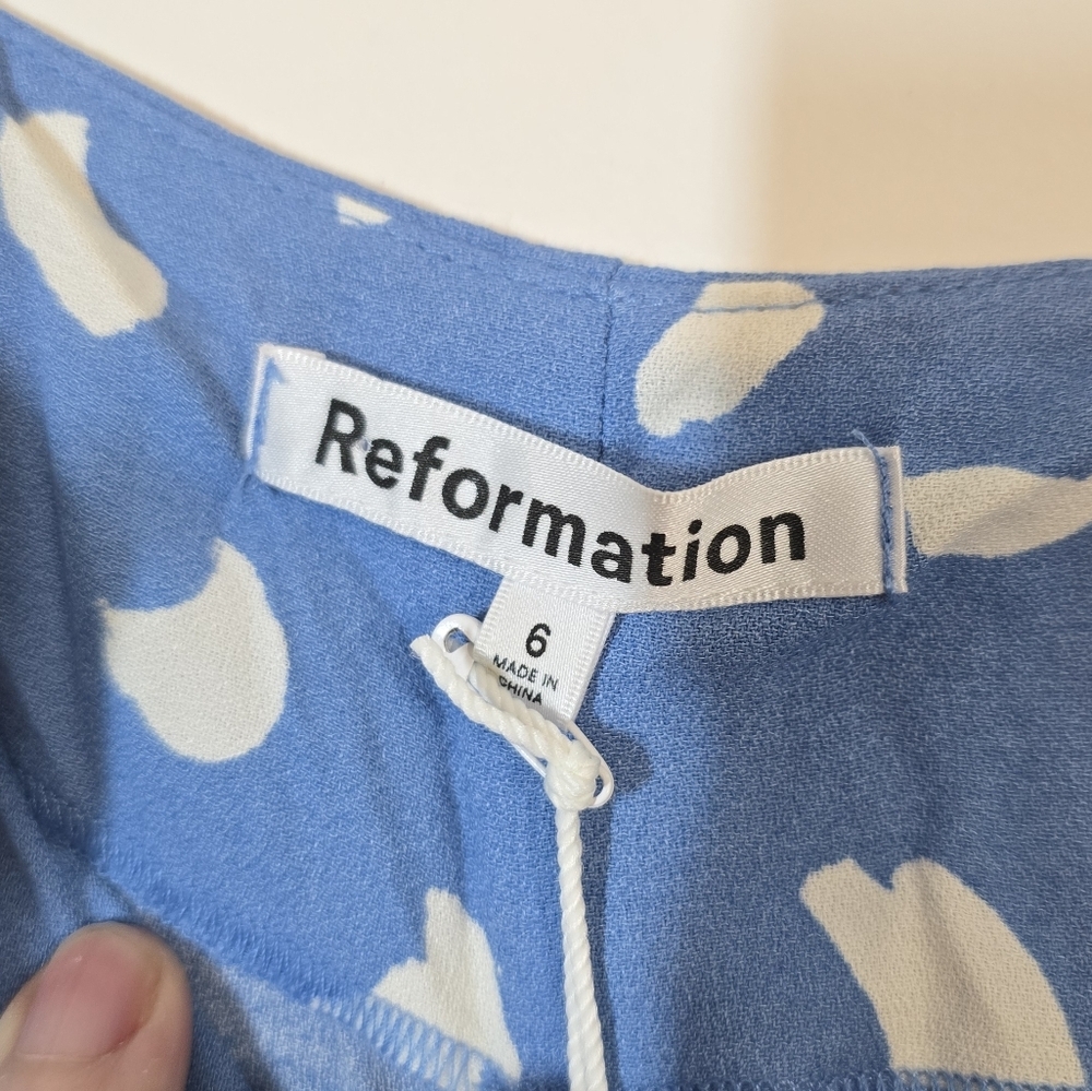 Reformation Crimini Midi Sun Dress in Wave Blue White 6 Sundress NWT New - Picture 6 of 7